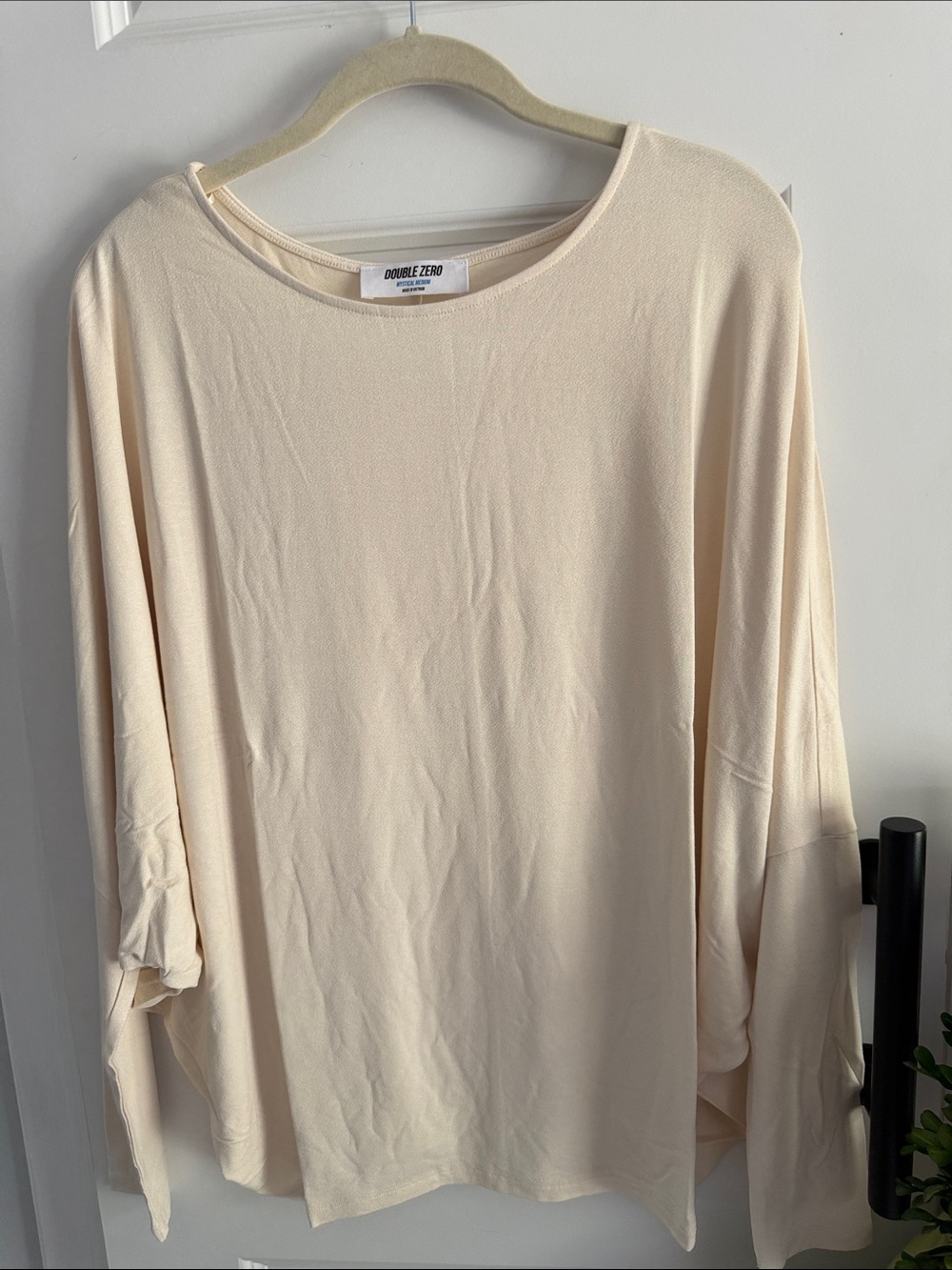 Double Zero Light Cream batwing Relaxed Long Sleeve Top